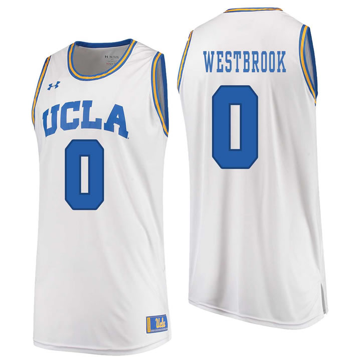 UCLA Bruins 0 Russell Westbrook White College Basketball Jersey Dzhi